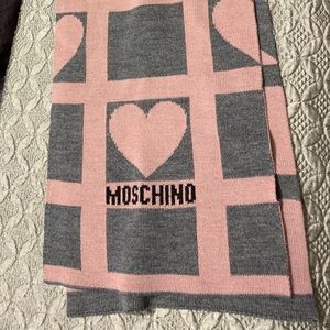 Moschino grey and pink heart scarf